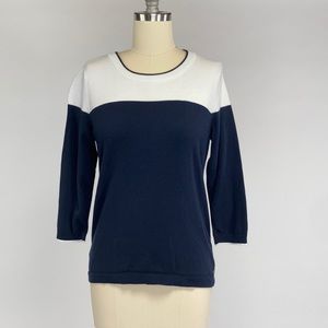 Eddie Bauer White and Navy Sweater